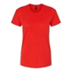 aerial view a red gildan - womens softstyle(r) midweight t - shirt, image 1 of 3