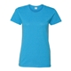 aerial view a heather sapphire gildan - ladies heavy cotton short sleeve t - shirt - g5000l, image 1 of 3