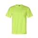 aerial view a lime green bayside short sleeve t - shirt with a pocket, image 1 of 3