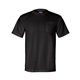 aerial view a black bayside short sleeve t - shirt with a pocket, image 1 of 3