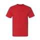 aerial view a red bayside short sleeve t - shirt with a pocket, image 1 of 3