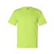 aerial view a lime green bayside short sleeve t - shirt with a pocket, image 1 of 3