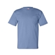 aerial view a carolina blue bayside short sleeve t - shirt with a pocket, image 1 of 3
