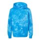 aerial view a tie dye aqua blue independent trading co. - youth midweight tie - dye hooded pullover, image 1 of 3