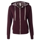 aerial view a burgundy heather independent trading co. unisex french terry heathered full - zip hoody, image 1 of 3