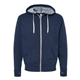 aerial view a navy heather independent trading co. unisex french terry heathered full - zip hoody, image 1 of 3