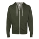 aerial view a olive heather independent trading co. unisex french terry heathered full - zip hoody, image 1 of 3