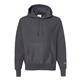 aerial view a charcoal heather champion - reverse weave hooded sweatshirt, image 1 of 3