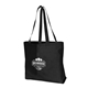 aerial view a black extra large colored tote bag with long handles, image 1 of 2