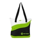 aerial view a white/lime/black wave tote with zippered closure, image 1 of 3