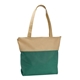 a khaki/forest-green poly pro two - tone zippered tote