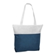 aerial view a white/navy poly pro two - tone zippered tote, image 1 of 3