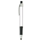 aerial view a silver trim & white barrel elite metallic stylus pen, image 1 of 2