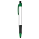 aerial view a green trim & white barrel elite metallic stylus pen, image 1 of 2