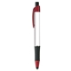 aerial view a red trim & white barrel elite metallic stylus pen, image 1 of 2