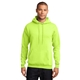 aerial view a neon yellow port company classic pullover hooded sweatshirt, image 1 of 6