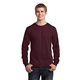 aerial view a athletic maroon port company long sleeve 5.4 oz 100 cotton t - shirt, image 1 of 6