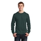 aerial view a dark green port company long sleeve 5.4 oz 100 cotton t - shirt, image 1 of 6