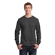 aerial view a dark heather grey port company long sleeve 5.4 oz 100 cotton t - shirt, image 1 of 6