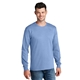 aerial view a light blue port company long sleeve 5.4 oz 100 cotton t - shirt, image 1 of 6