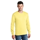 aerial view a yellow port company long sleeve 5.4 oz 100 cotton t - shirt, image 1 of 6