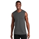 aerial view a dark heather grey port company(r) core cotton sleeveless tee, image 1 of 5