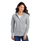 a athletic heather port company(r) ladies core fleece full - zip hooded sweatshirt