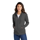 a charcoal port company(r) ladies core fleece full - zip hooded sweatshirt