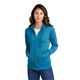 a neon blue port company(r) ladies core fleece full - zip hooded sweatshirt