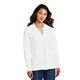 a white port company(r) ladies core fleece full - zip hooded sweatshirt