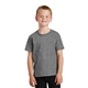 aerial view a graphite heather port company youth 5.4 oz 100 cotton t - shirt, image 1 of 6