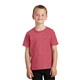 aerial view a heather red port company youth 5.4 oz 100 cotton t - shirt, image 1 of 6
