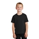 aerial view a jet black port company youth 5.4 oz 100 cotton t - shirt, image 1 of 6