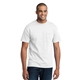 aerial view a white port company 50/50 cotton / poly t - shirt with pocket, image 1 of 6
