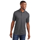aerial view a charcoal embroidered port company(r) core blend jersey knit pocket polo, image 1 of 5