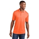 aerial view a safety orange embroidered port company(r) core blend jersey knit pocket polo, image 1 of 5