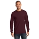 aerial view a athletic maroon port company long sleeve essential t - shirt, image 1 of 6