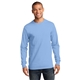 aerial view a light blue port company long sleeve essential t - shirt, image 1 of 6