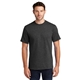 aerial view a dark heather grey port company tall essential t - shirt, image 1 of 5