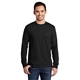 aerial view a jet black port company long sleeve essential t - shirt with pocket, image 1 of 4