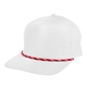 aerial view a white with red stroke play rope cap, image 1 of 4