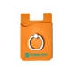 aerial view a orange prime line silicone card holder with metal ring phone stand, image 1 of 4