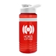 a transparent red bottle & white lid & white grip stripe groove stripe 20 oz tritan(tm) sports bottle with drink thru lid