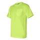 aerial view a lime green bayside short sleeve t - shirt with a pocket, image 3 of 3
