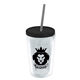 a clear bottle & black lid & smoke straw 16 oz double - wall insulated transparent tumbler