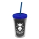 a smoke bottle & translucent blue lid & translucent blue straw 16 oz double - wall insulated transparent tumbler