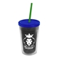 a smoke bottle & translucent blue lid & translucent green straw 16 oz double - wall insulated transparent tumbler
