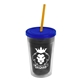 a smoke bottle & translucent blue lid & translucent orange straw 16 oz double - wall insulated transparent tumbler