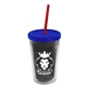 a smoke bottle & translucent blue lid & translucent red straw 16 oz double - wall insulated transparent tumbler