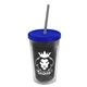 a smoke bottle & translucent blue lid & smoke straw 16 oz double - wall insulated transparent tumbler